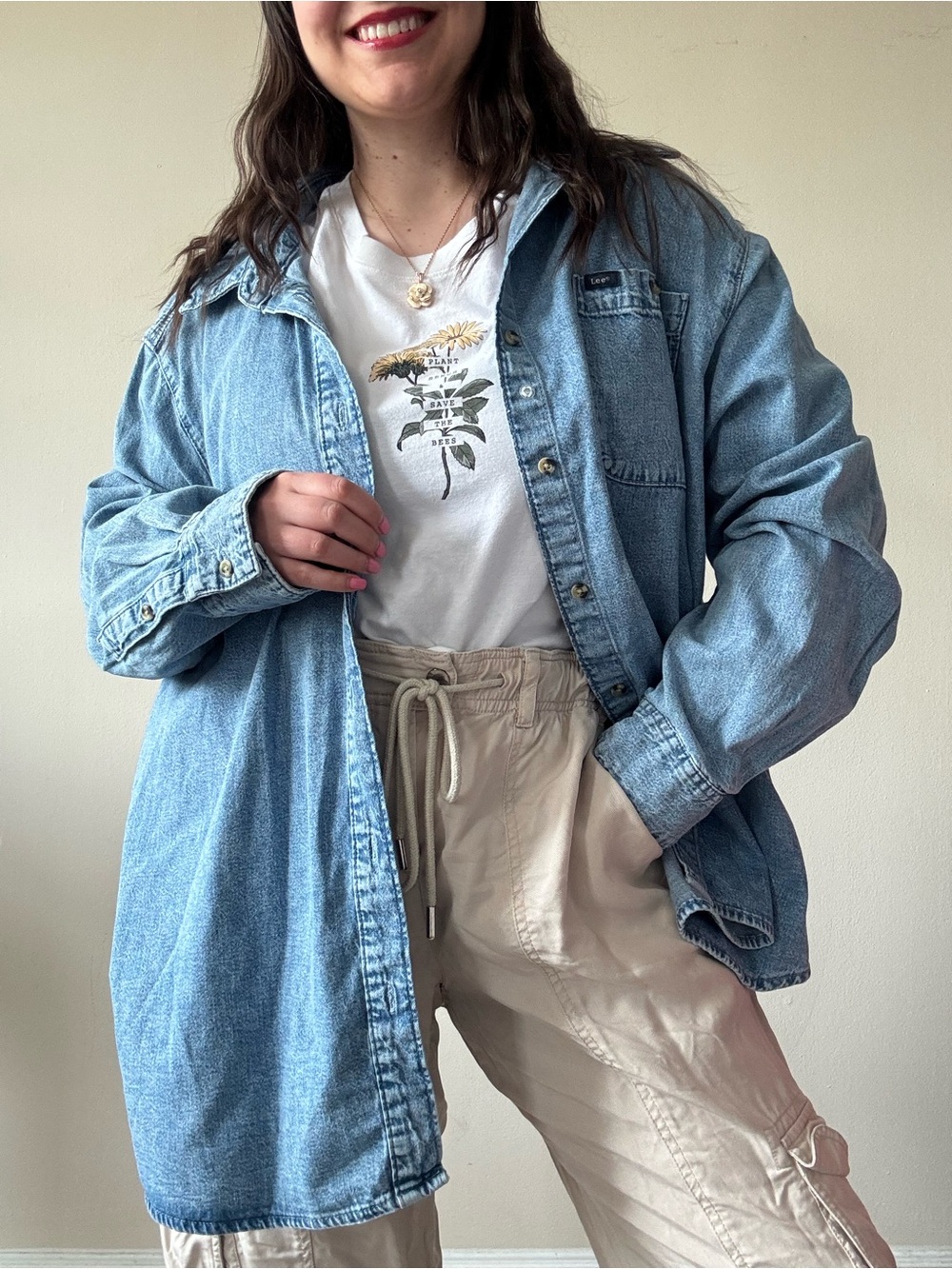 Lee Light Blue Denim Button-Down Shirt